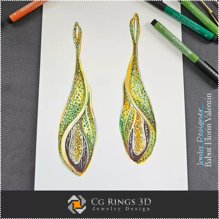 Boceto de Pendientes - Diseño de Joyas