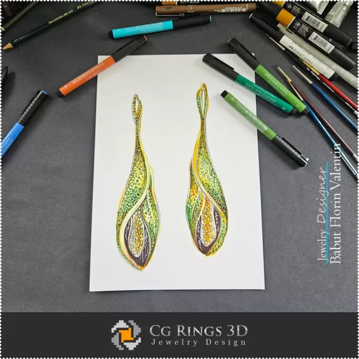 Boucles d'oreilles Croquis-Conception de bijoux