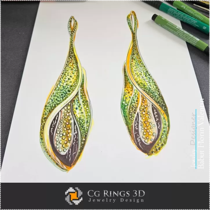 Boceto de Pendientes - Diseño de Joyas