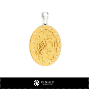 Pendentif 3D Femme Signe du Verseau Maison, Bijoux CAO 3D, Pendentifs CAO 3D, Pendentifs Zodiacaux 3D