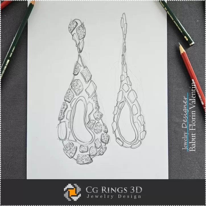 Boceto de Pendiente-Diseño de Joyería Boceto de Pendiente-Diseño de Joyería