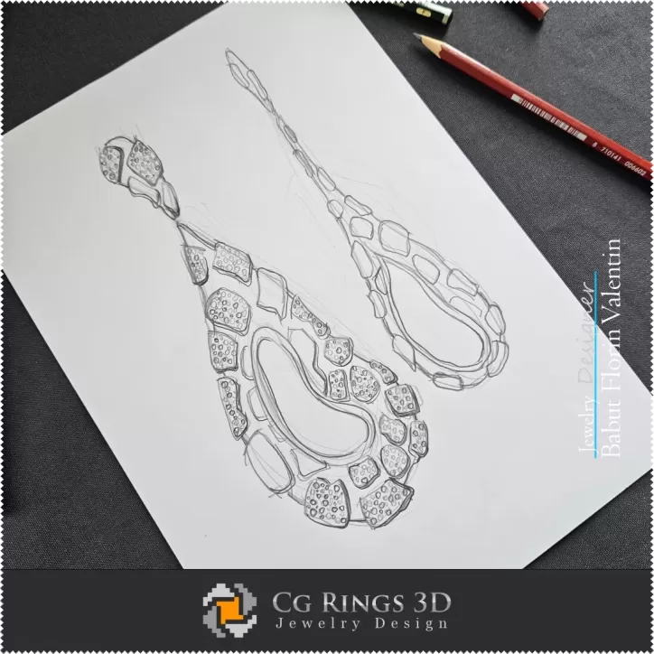 Croquis de boucle d'oreille - Joaillerie Design