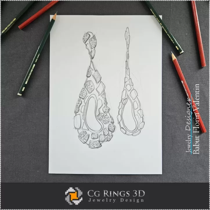 Croquis de boucle d'oreille - Joaillerie Design