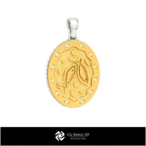 3D Women's Pisces Zodiac Pendant Home, Bijoux 3D CAO, Pendentifs 3D CAO, Pendentifs du Zodiaque 3D