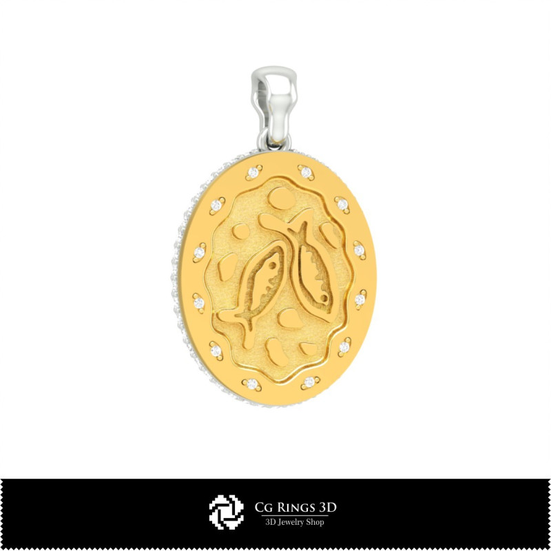 3D Women's Pisces Zodiac Pendant Home,  Jewelry 3D CAD, Pendants 3D CAD , 3D Zodiac Pendants