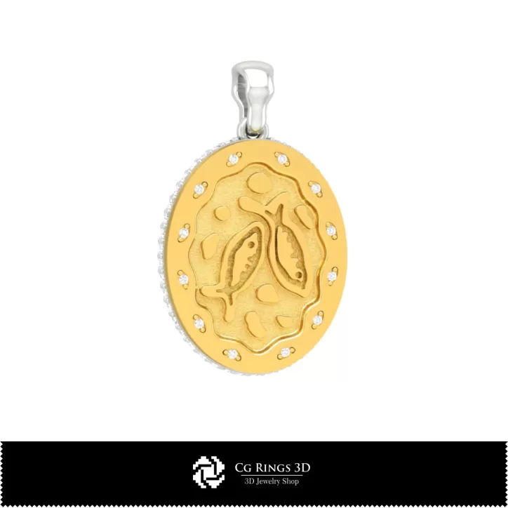 Pendentif 3D Signe du Zodiaque Poissons pour Femme Pendentif 3D Signe du Zodiaque Poissons pour Femme
