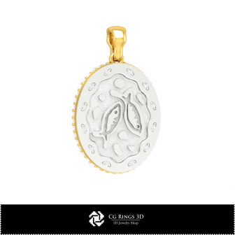 3D Women's Pisces Zodiac Pendant Home, Bijoux 3D CAO, Pendentifs 3D CAO, Pendentifs du Zodiaque 3D