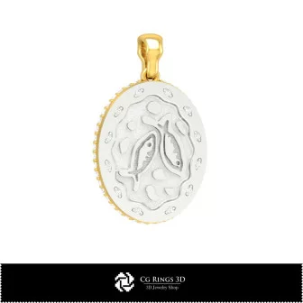 3D Women's Pisces Zodiac Pendant Home, Jewelry 3D CAD, Pendants 3D CAD , 3D Zodiac Pendants