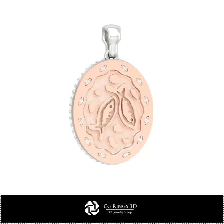 Pendentif 3D Signe du Zodiaque Poissons pour Femme Pendentif 3D Signe du Zodiaque Poissons pour Femme
