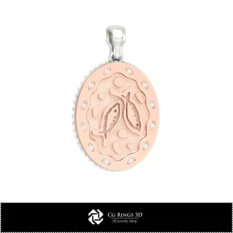 3D Women's Pisces Zodiac Pendant Home, Bijoux 3D CAO, Pendentifs 3D CAO, Pendentifs du Zodiaque 3D