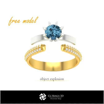 Anillo de compromiso CAD 3D - Modelo 3D gratis para el hogar, Joyería CAD 3D, Joyería 3D gratis, Anillos CAD 3D