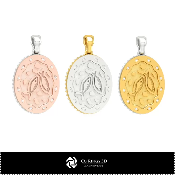 Pendentif 3D Signe du Zodiaque Poissons pour Femme Pendentif 3D Signe du Zodiaque Poissons pour Femme