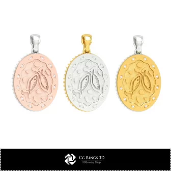 3D Women's Pisces Zodiac Pendant Home, Bijoux 3D CAO, Pendentifs 3D CAO, Pendentifs du Zodiaque 3D