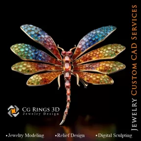 Pendentif en libellule avec Melody of Colours - Joaillerie 3D CAO