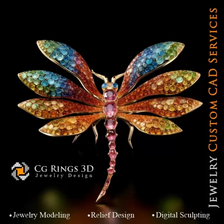 Colgante libélula con Melodía de Colores - CAD 3D de Joyería