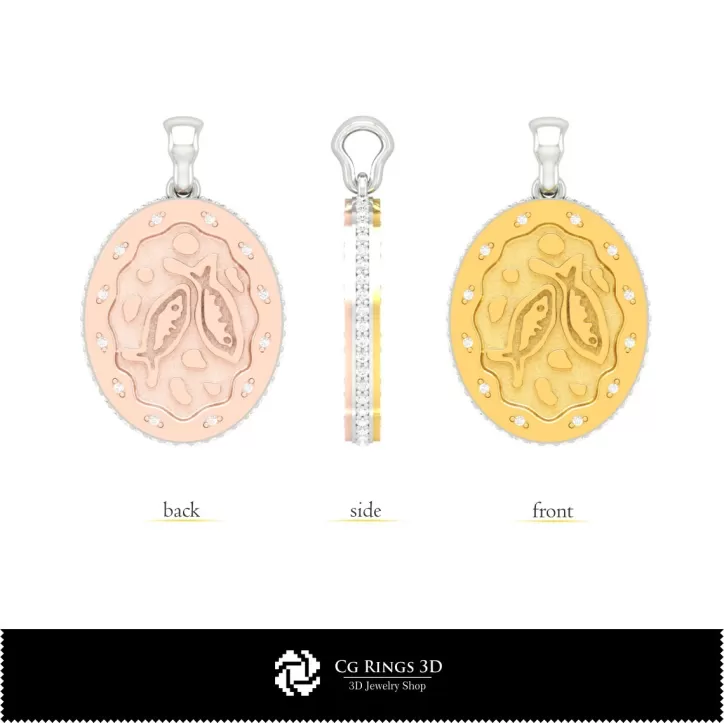 Pendentif 3D Signe du Zodiaque Poissons pour Femme Pendentif 3D Signe du Zodiaque Poissons pour Femme