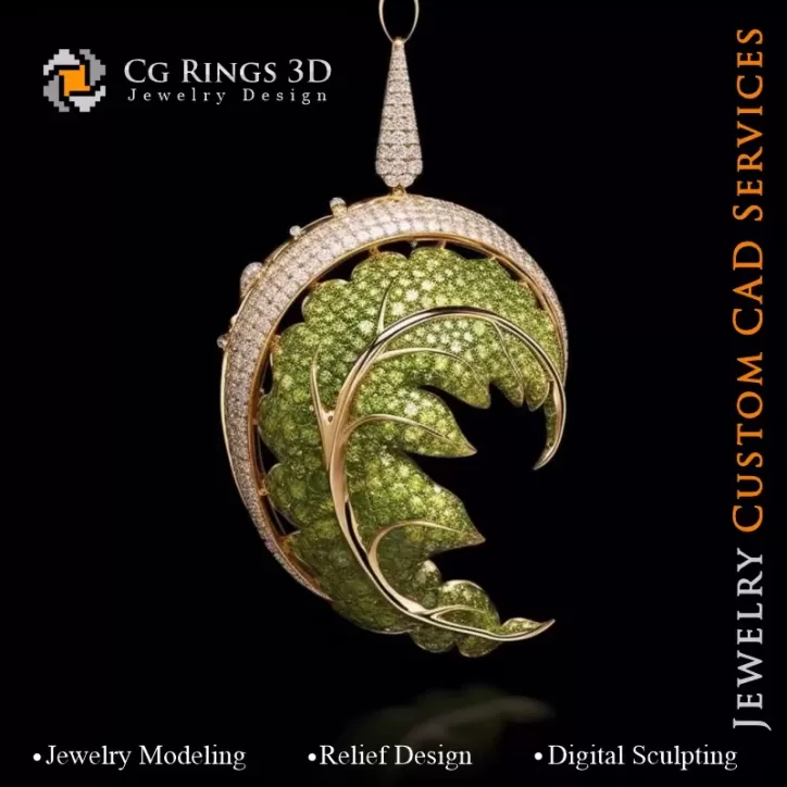 Fern Pendant with Melody of Colours - 3D CAD Jewelry