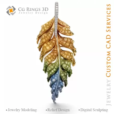 Fern Pendant with Melody of Colours - 3D CAD Jewelry