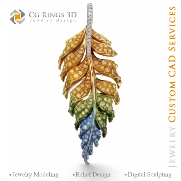 Colgante Helecho con Melodía de Colores - Joyería CAD 3D Colgante Helecho con Melodía de Colores - Joyería CAD 3D