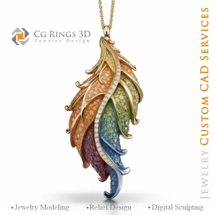 Colgante Helecho con Melodía de Colores - Joyería CAD 3D