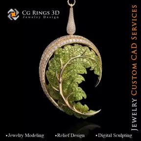 Pendentif Fougère avec Mélodie de Couleurs - Joaillerie 3D CAO