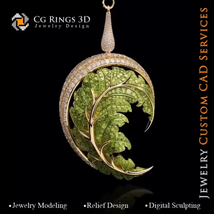 Farn-Anhänger mit Melodie der Farben - 3D CAD Schmuck