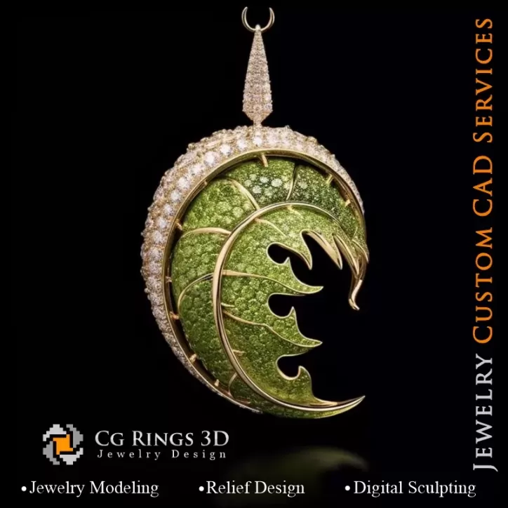 Fern Pendant with Melody of Colours - 3D CAD Jewelry