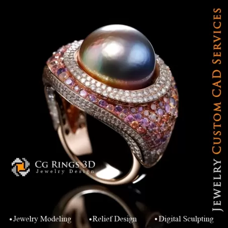 Ring with Pearl - 3D CAD Jewelry