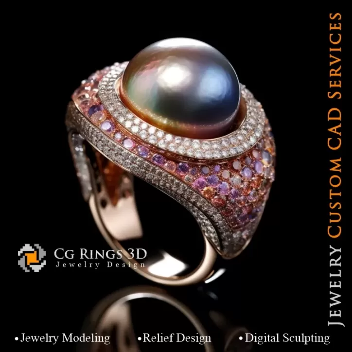 Anillo con Perla - CAD 3D de Joyería