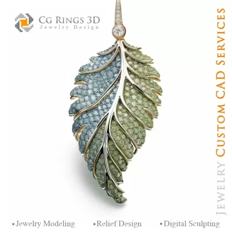 Fern Pendant with Melody of Colours - 3D CAD Jewelry