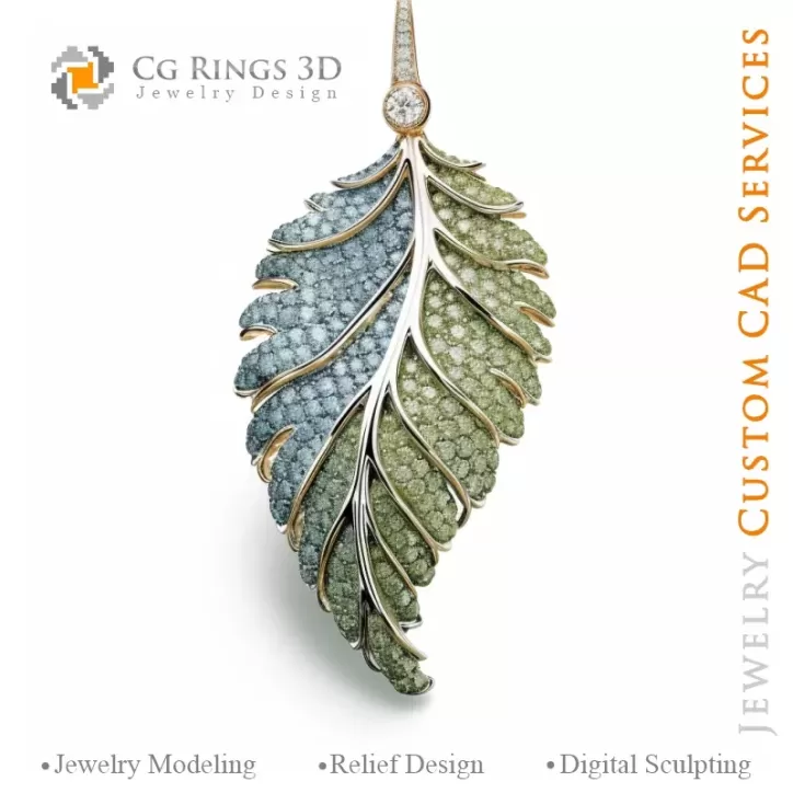 Pendentif Fougère avec Mélodie de Couleurs - Joaillerie 3D CAO