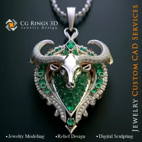 Pendentif Taureau - Joaillerie 3D CAO