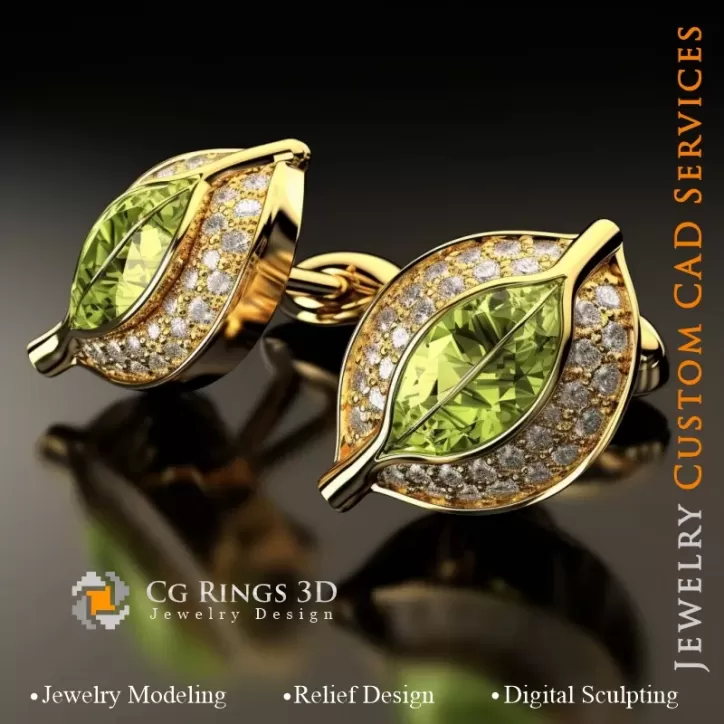 Cufflinks Leaf - Jewelry 3D CAD