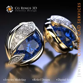 Manschettenknöpfe Blatt - Schmuck 3D CAD