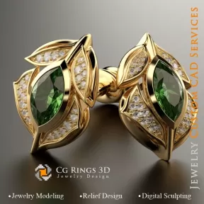 Cufflinks Leaf - Jewelry 3D CAD