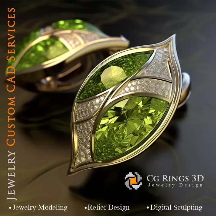 Cufflinks Leaf - Jewelry 3D CAD