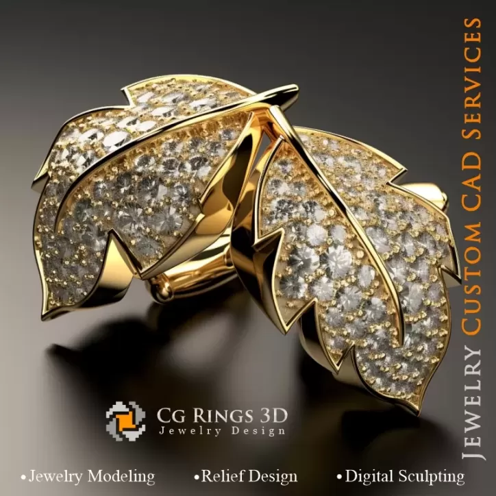 Cufflinks Leaf - Jewelry 3D CAD