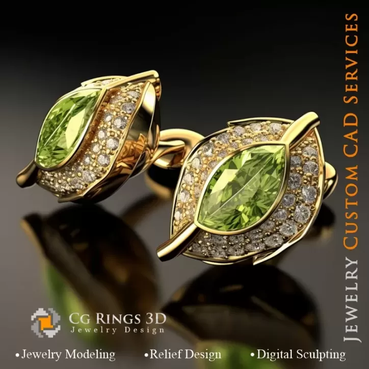 Cufflinks Leaf - Jewelry 3D CAD