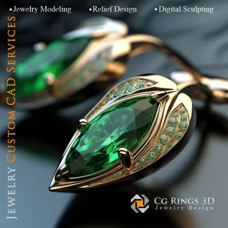 Gemelos Hoja - Joyería CAD 3D