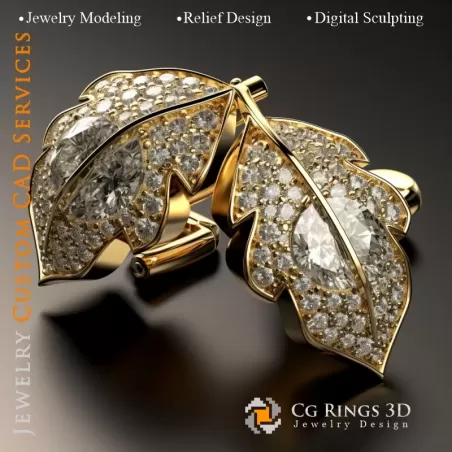 Cufflinks Leaf - Jewelry 3D CAD