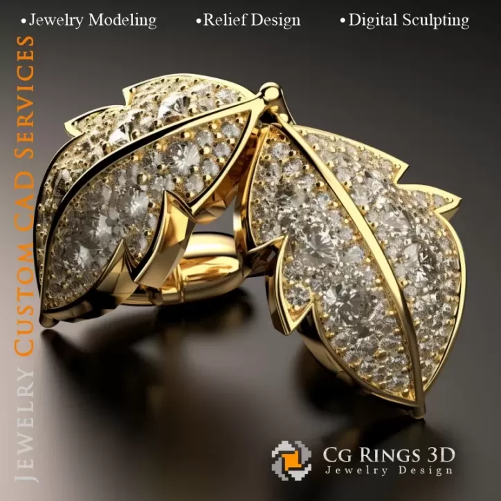 Manschettenknöpfe Blatt - Schmuck 3D CAD