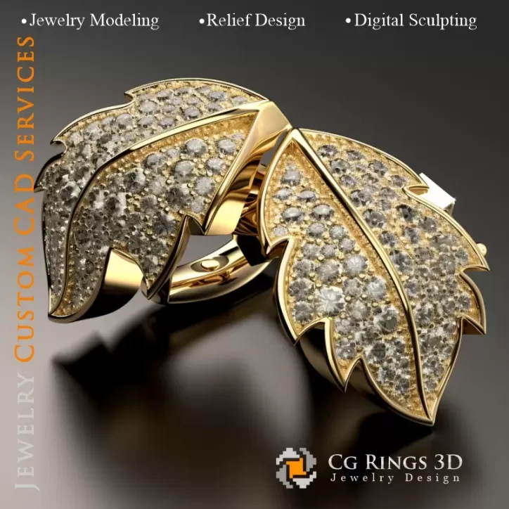 Cufflinks Leaf - Jewelry 3D CAD