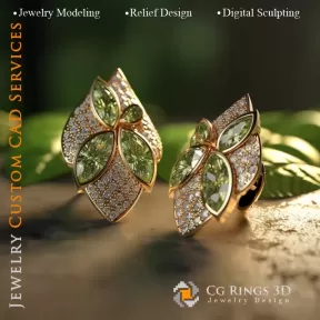 Cufflinks Leaf - Jewelry 3D CAD