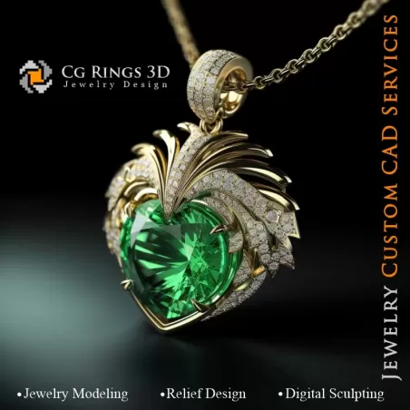 Pendant with Emerald - 3D CAD Jewelry