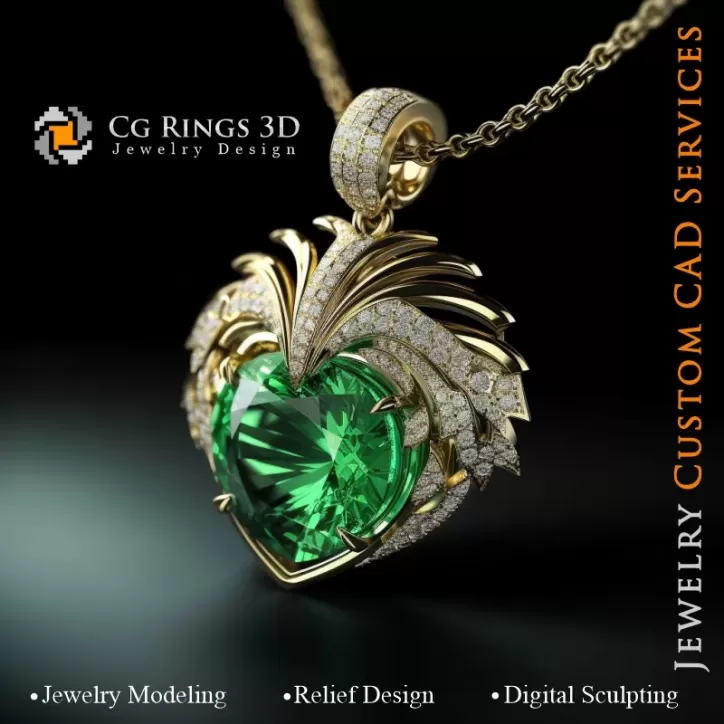 Anhänger mit Smaragd - 3D CAD Schmuck