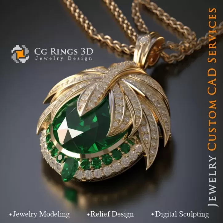 Colgante con esmeralda - Joyería 3D CAD