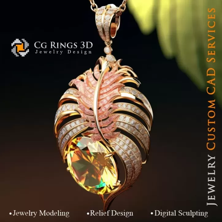 Anhänger mit Citrin - 3D CAD Schmuck