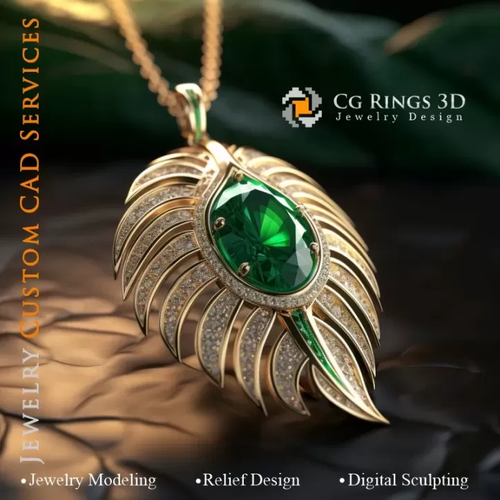 Colgante con Esmeralda - Joyería CAD 3D
