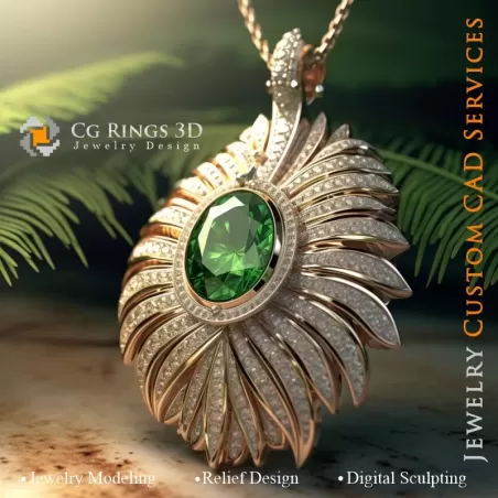 Pendant with Emerald - 3D CAD Jewelry