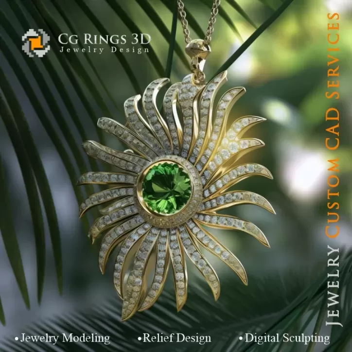 Anhänger mit Smaragd - 3D CAD Schmuck